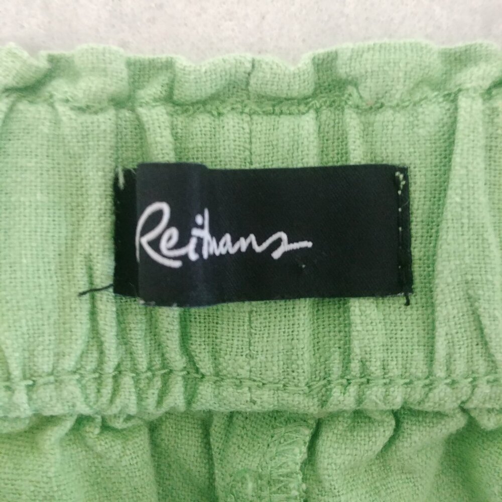 Bright apple green linen blend shorts elastic stretch waist size 8 - Picture 13 of 13